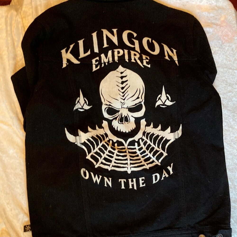 NWOT Star Trek Klingon Empire black denim jacket Size S - Picture 2 of 7
